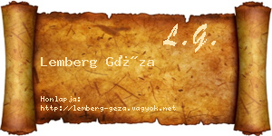 Lemberg Géza névjegykártya